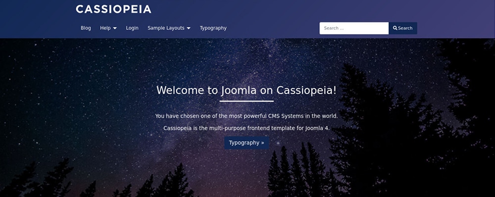 Uno screenshot della pagina Joomla testata.