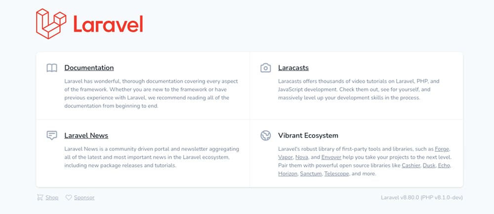 Den testede Laravel-side.