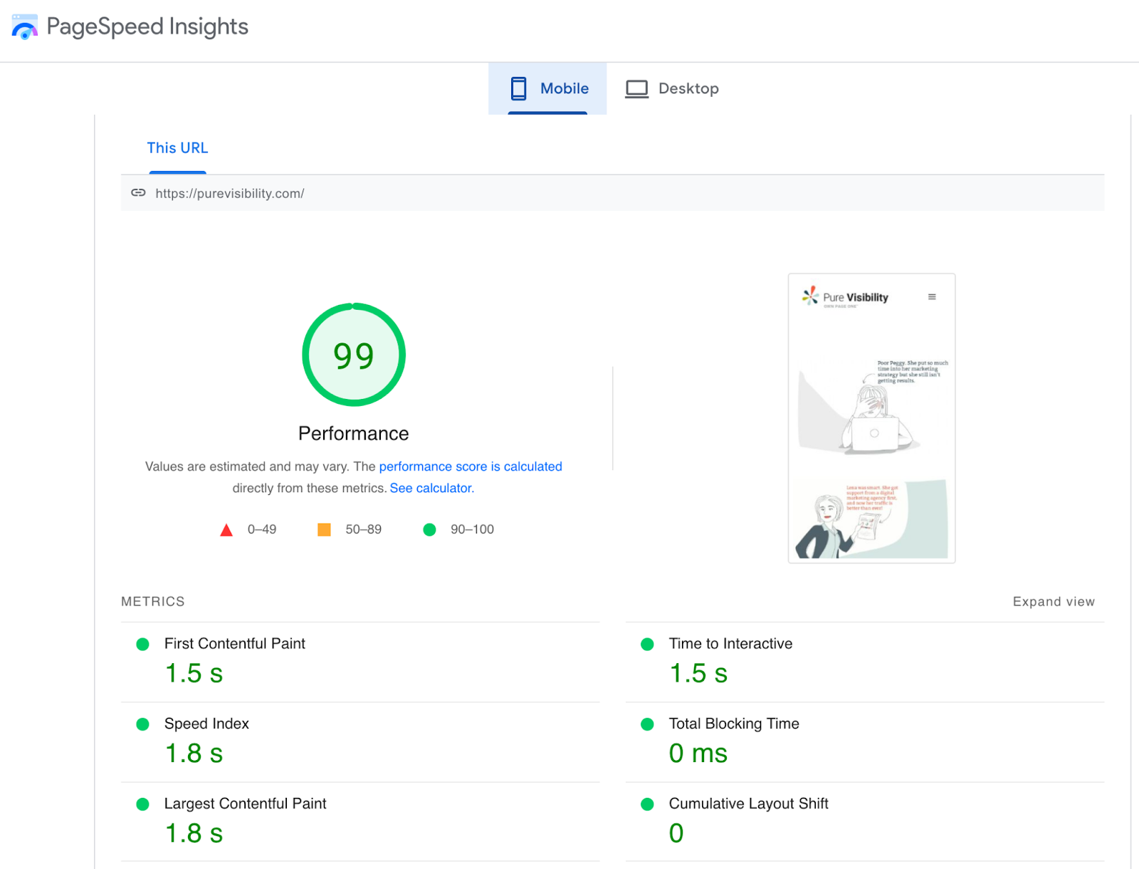  Google PageSpeed Insights after moving to Kinsta and optimizing image delivery