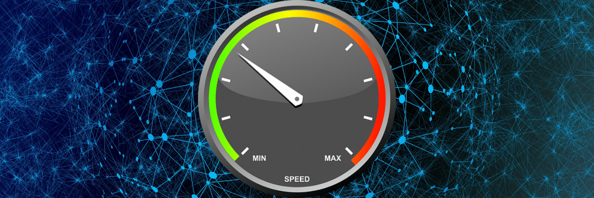 A speedometer showing the minimum and maximum marking