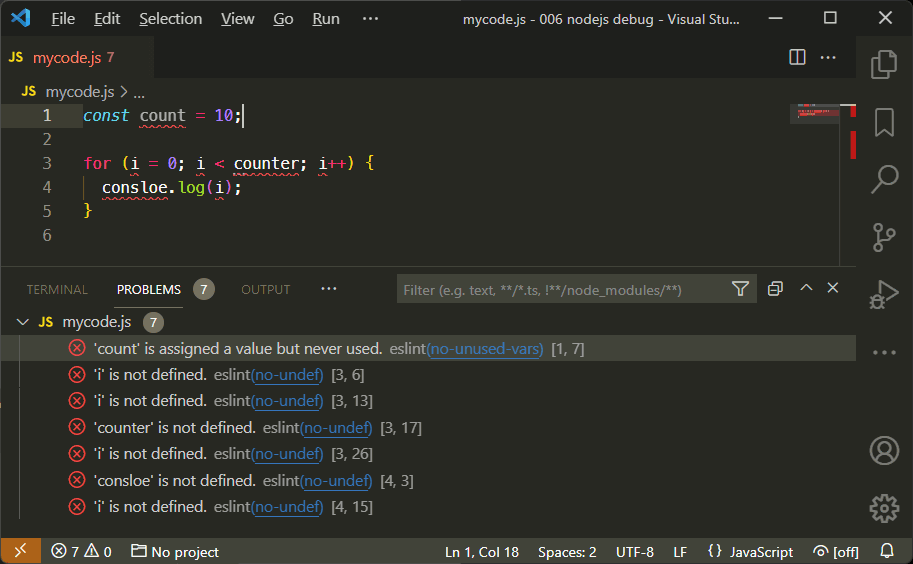 ESlint dans VS Code.