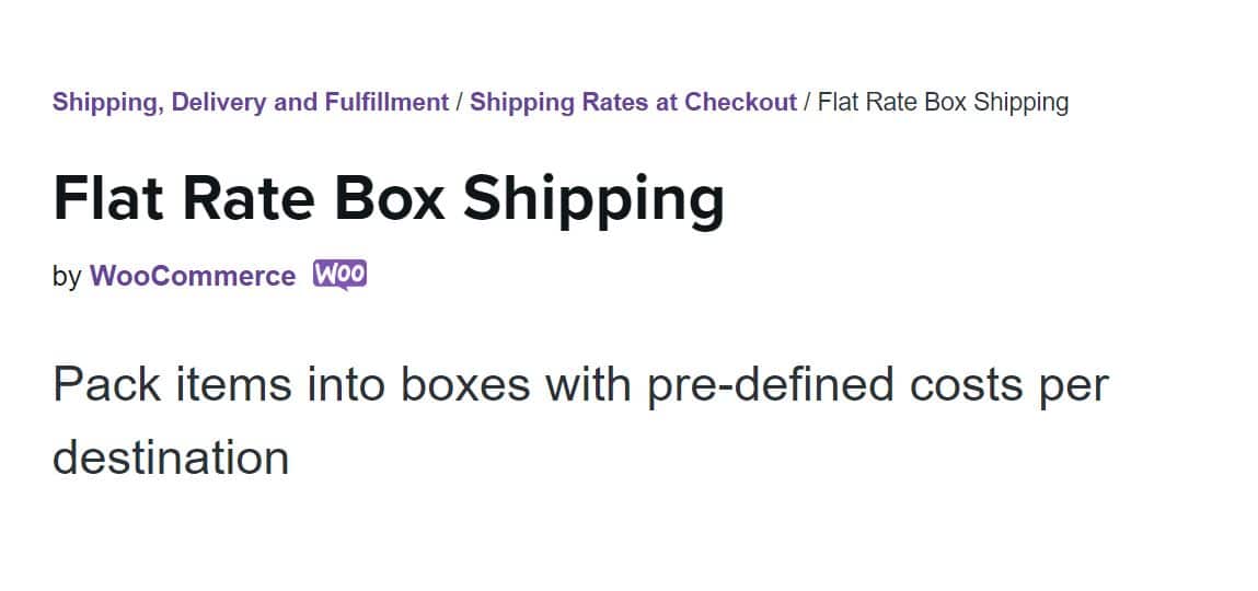 Homepage del plugin Flat Rate Box Shipping