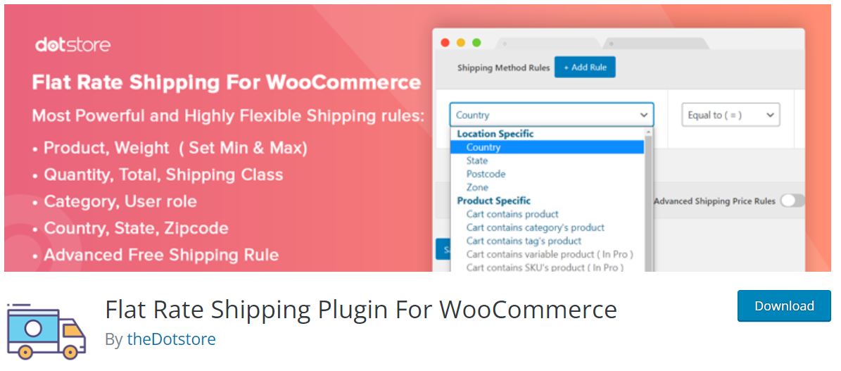 Homepage del plugin Flat Rate Shipping Plugin for WooCommerce