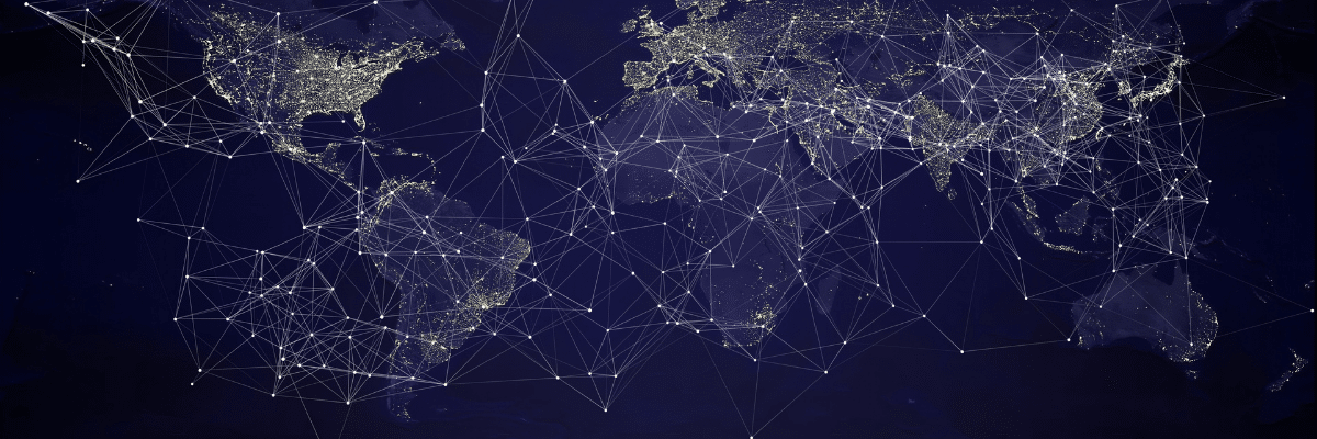 El mapa del mundo con las redes de un proveedor de servicios de Internet (ISP)