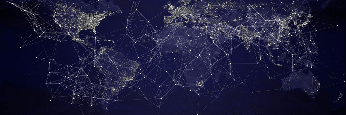 The world map with networks from an Internet Service Provider (ISP)