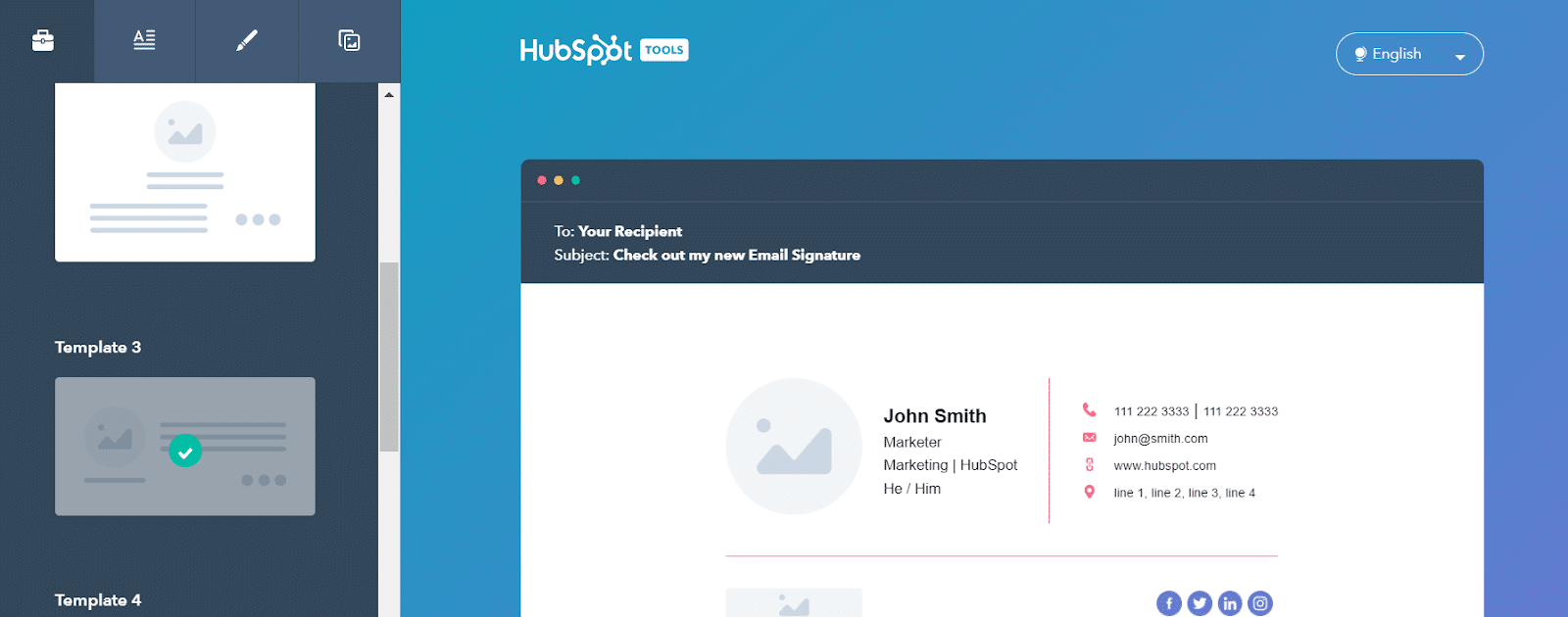 I colori del branding email di HubSpot sono il blu scuro e sottili linee di separazione arancioni