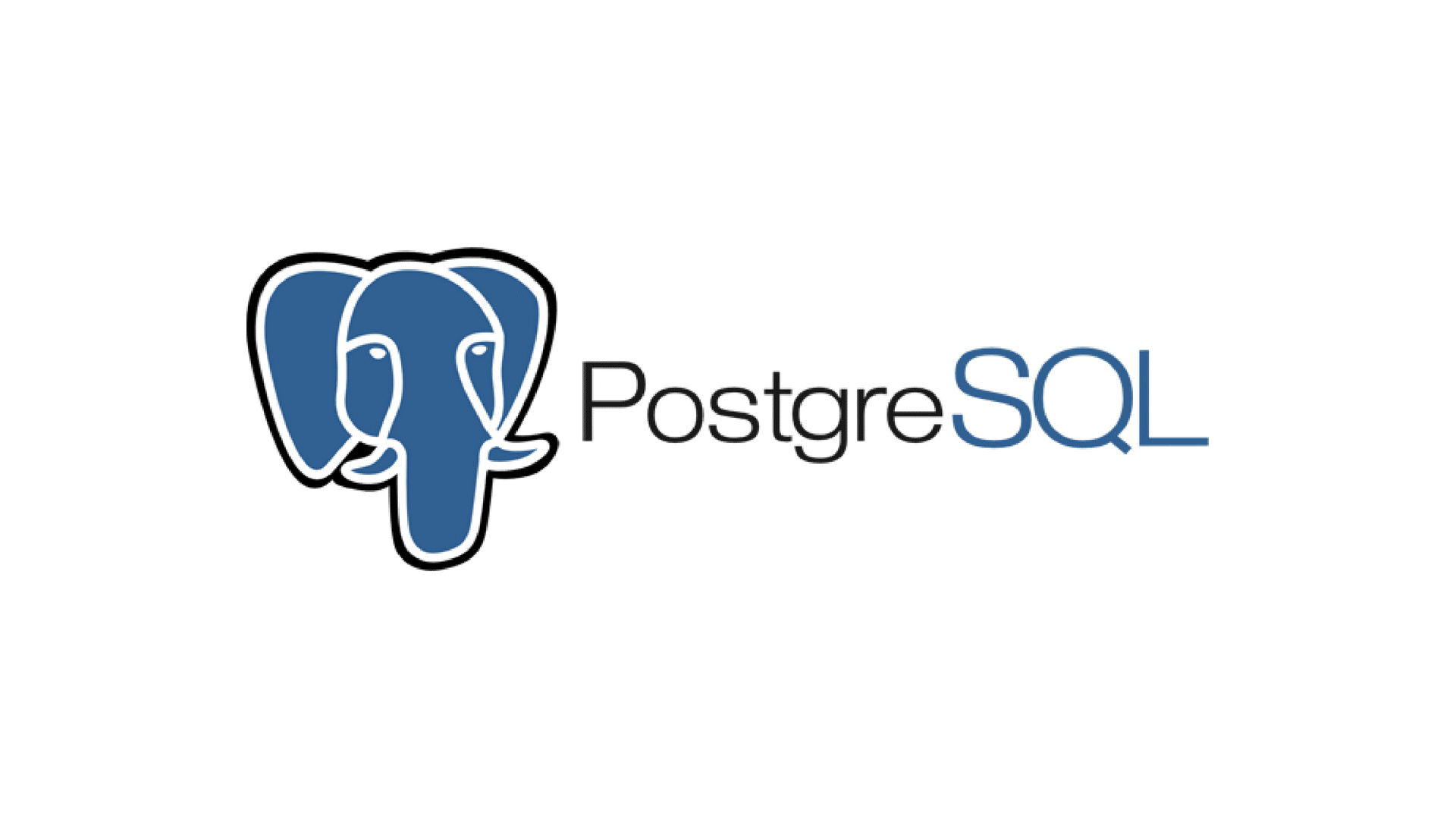 Il logo PostgreSQL, che mostra il testo sotto una testa di elefante blu stilizzata delineata in bianco e nero.