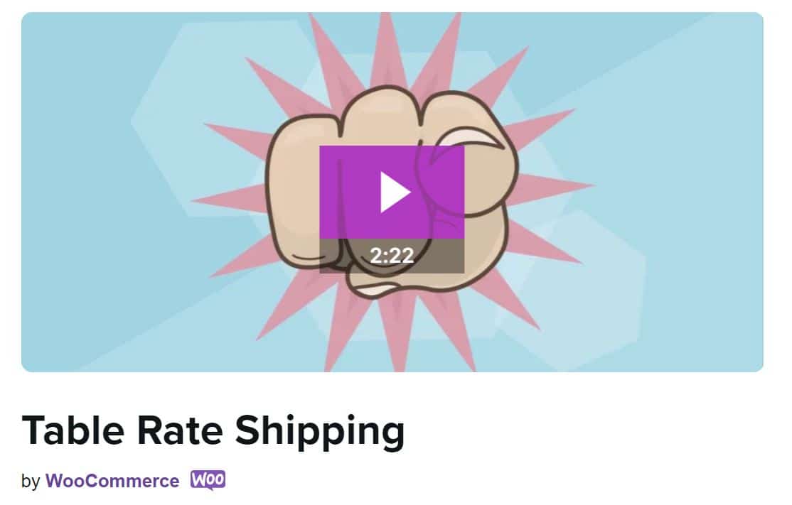 Homepage del plugin Table Rate Shipping