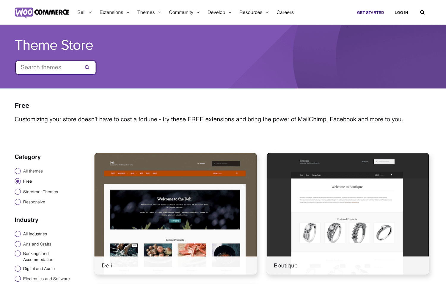 The WooCommerce theme store.