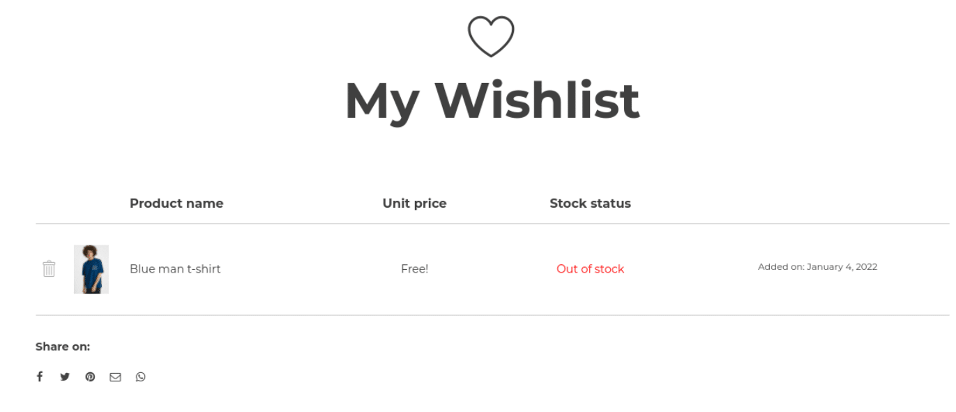 A WooCommerce wishlist