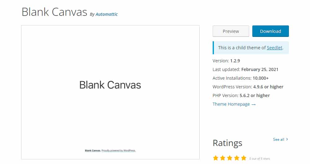 Blank Canvas theme's download page.