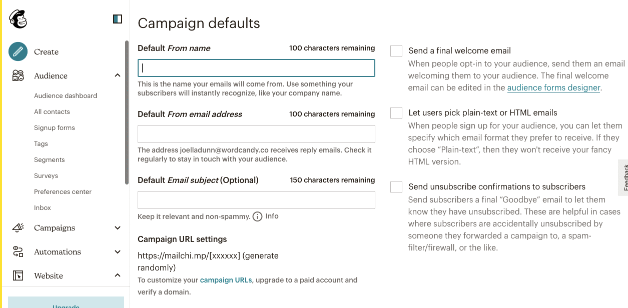 Ajouter plus d'options de campagne.