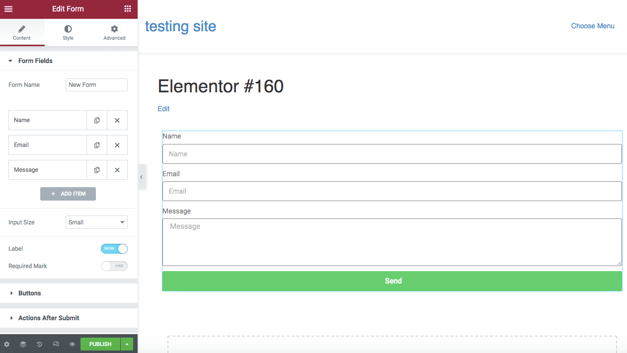 Personalize o formulário como você achar adequado