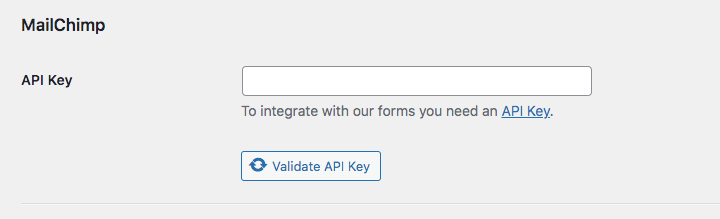 Colar sua chave API do Mailchimp