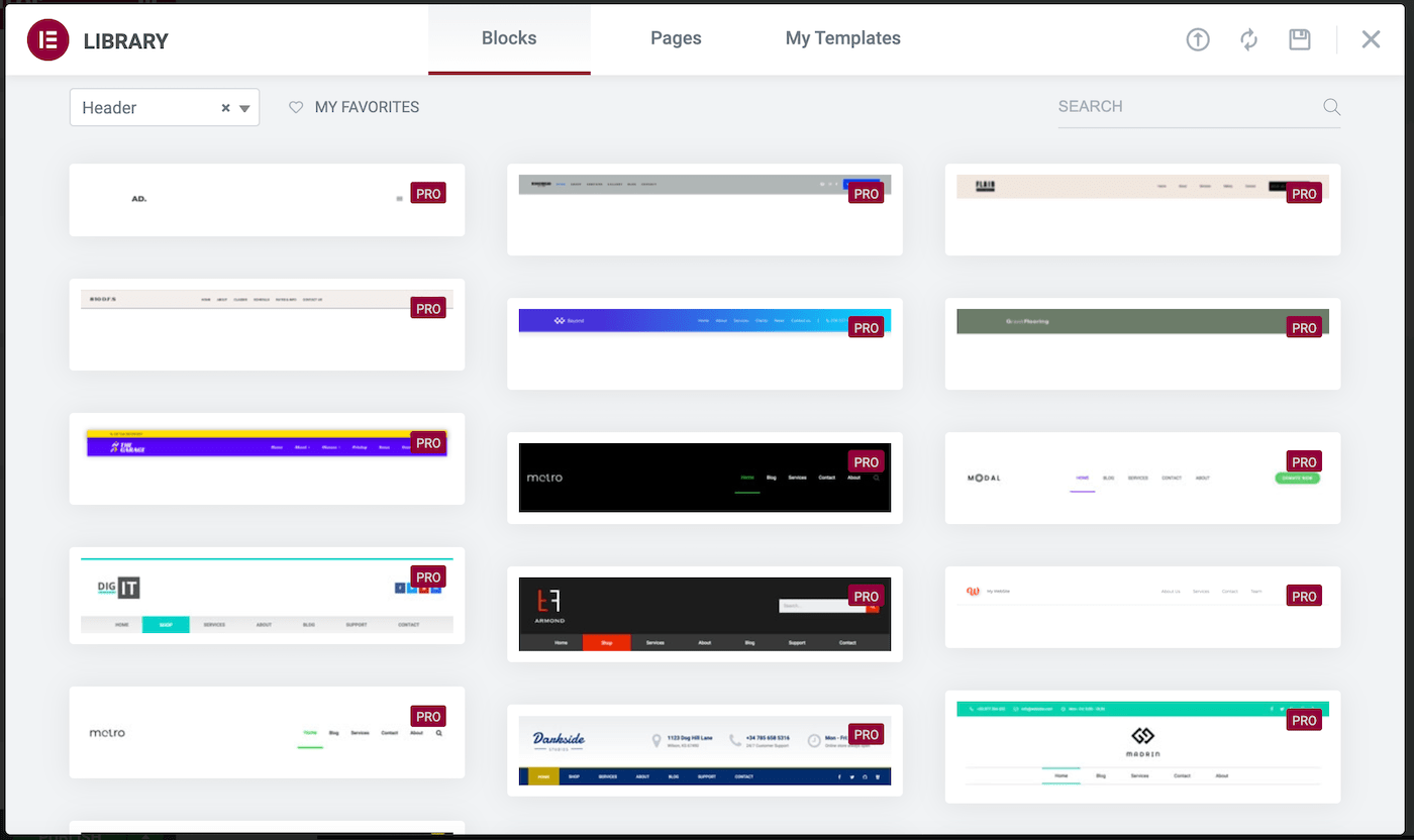 Choose from multiple header blocks