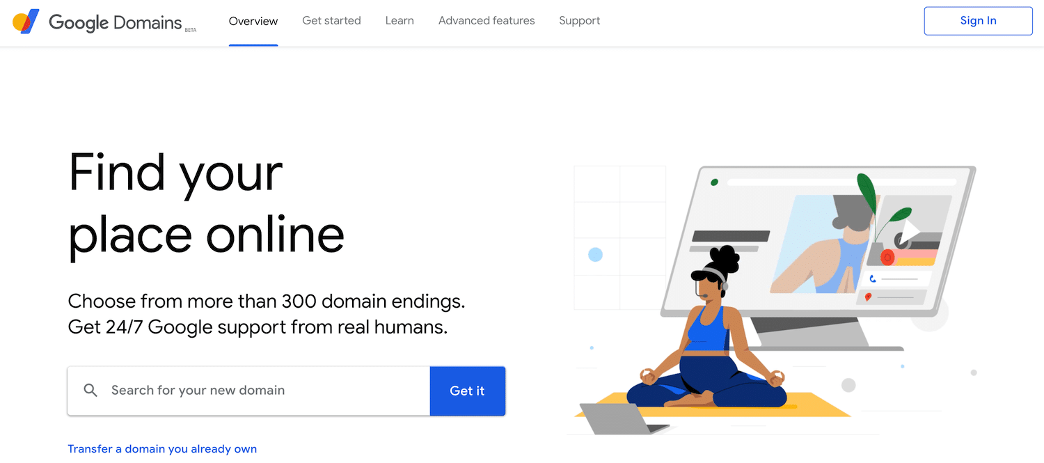 Homepage di Google Domains