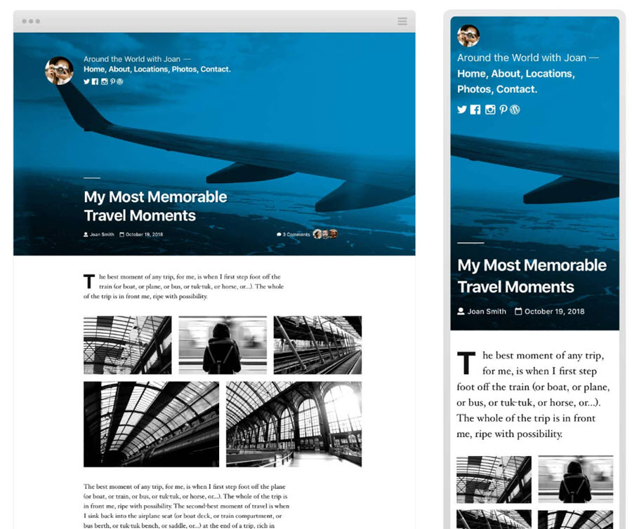 A screenshot of Twenty Twenty theme's responsive layouts.