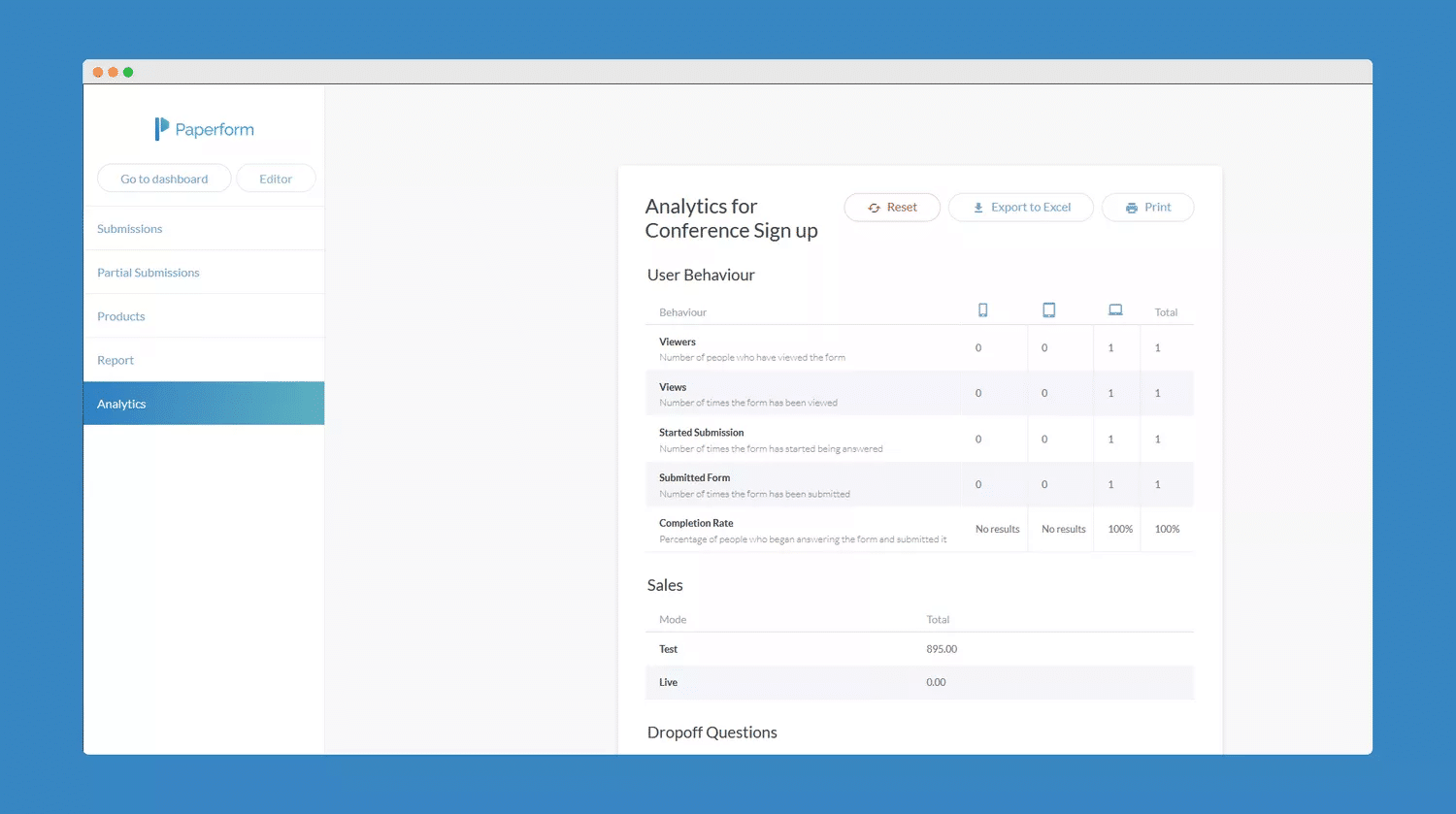 Paperform sign-up form