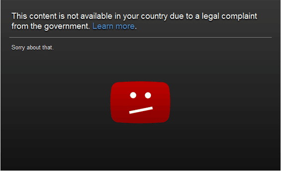 YouTube-Video wegen Geoblocking nicht verfügbar