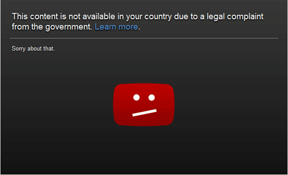 Video de YouTube no disponible debido a las restricciones geográficas