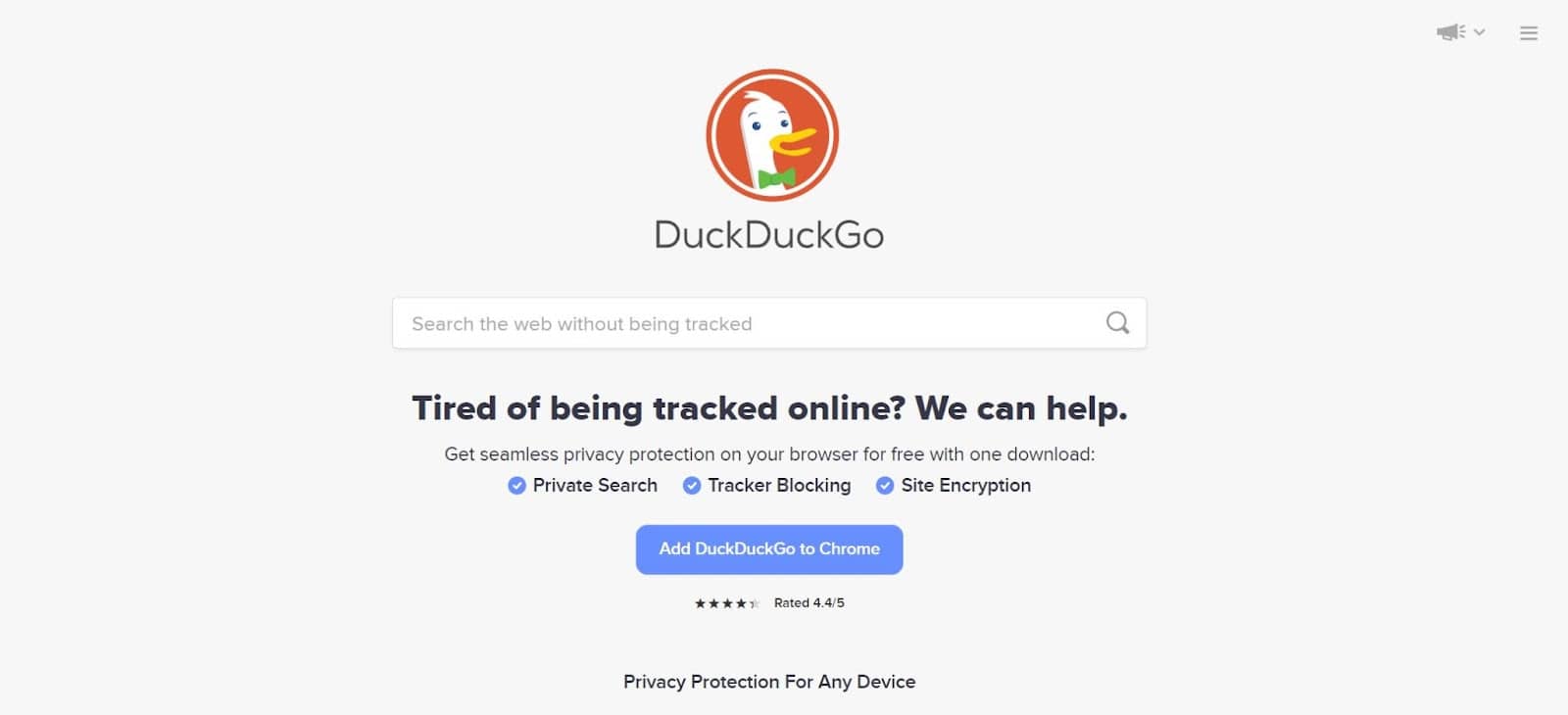 Il motore di ricerca di DuckDuckGo