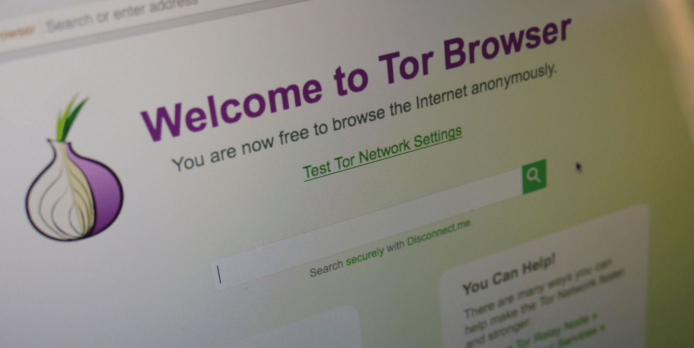 De startpagina van de Tor browser