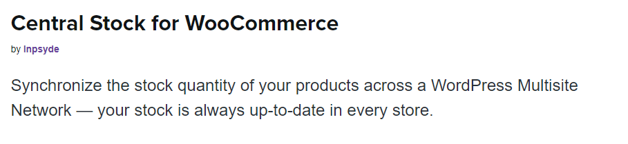 Central Stock for WooCommerce