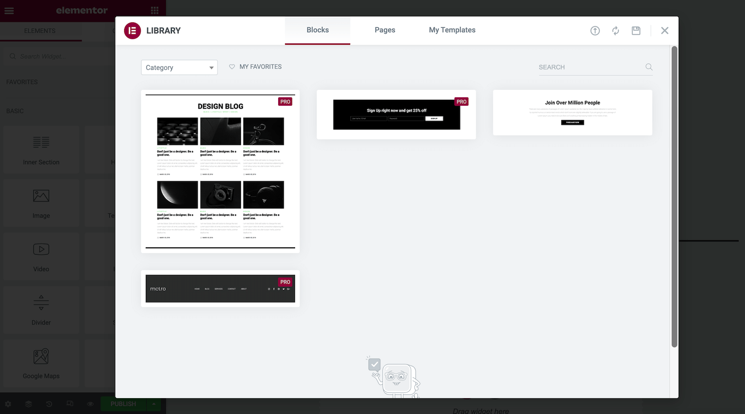 Elementorのブロックライブラリ