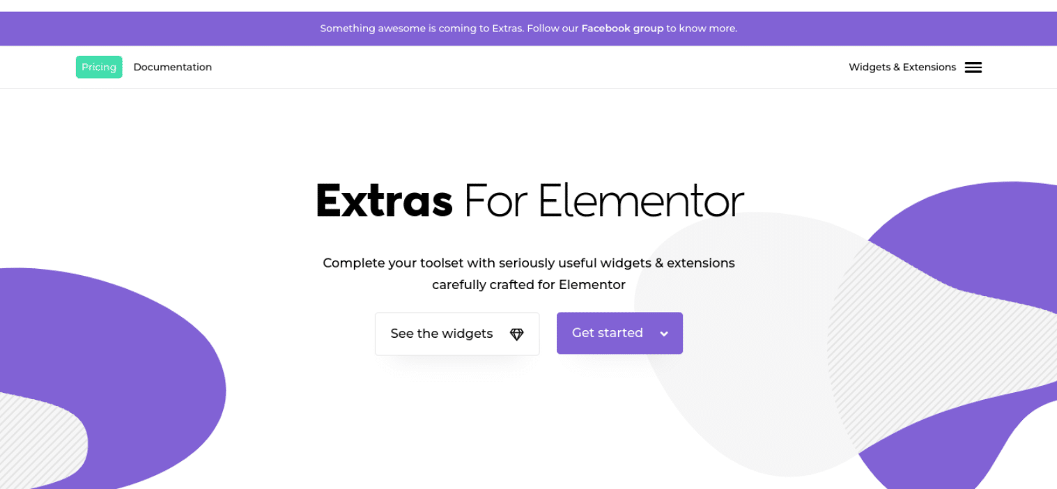 Extras for Elementor homepage