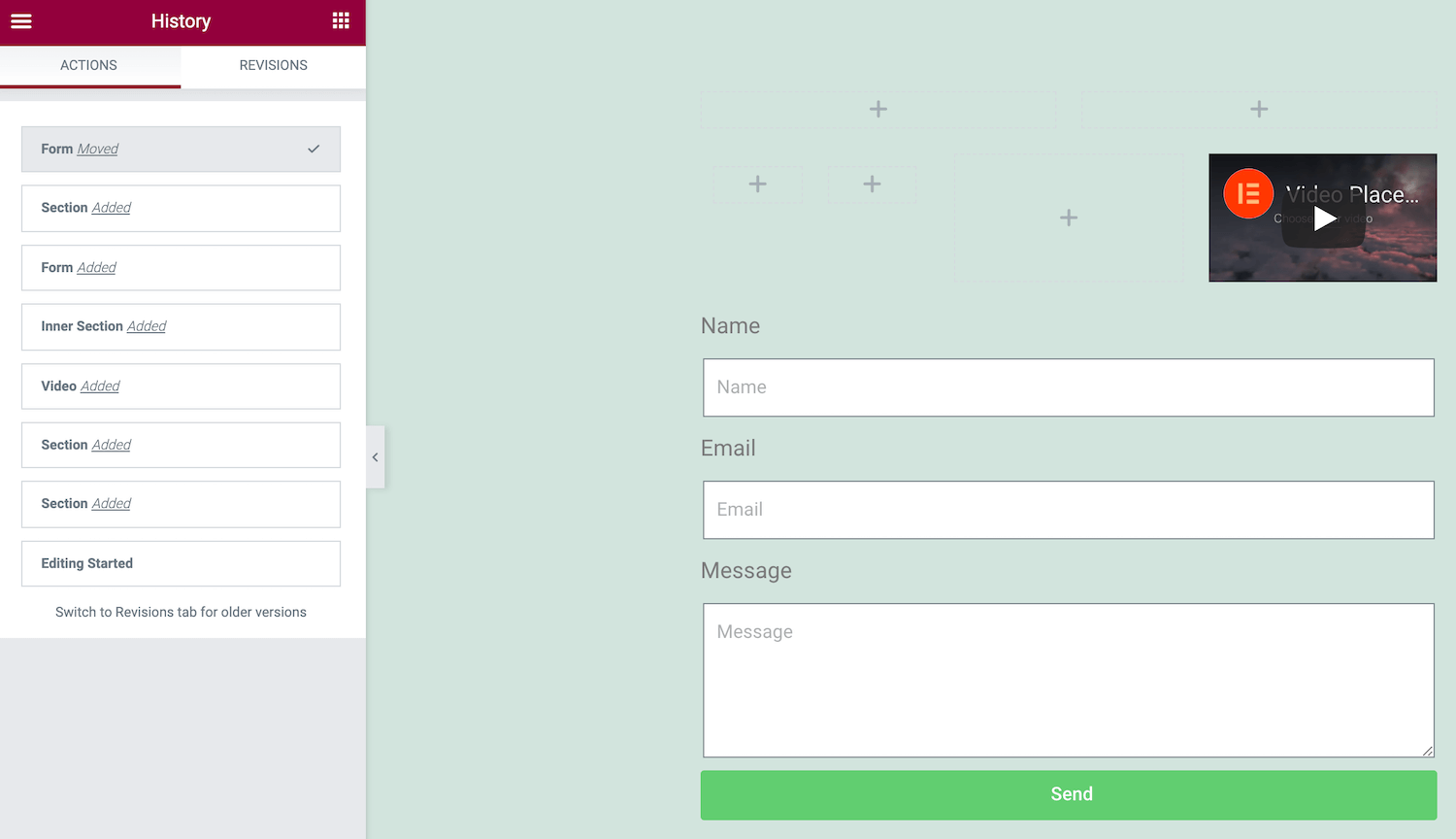 Visualizzazione del registro delle modifiche di Elementor