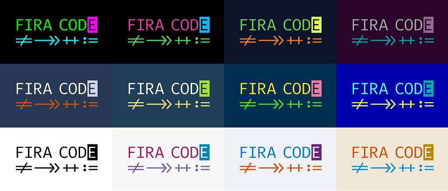 Schriftart Fira Code.