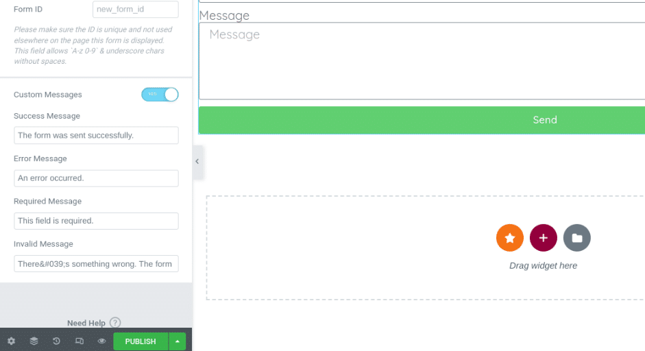 Customize the contact form messaging