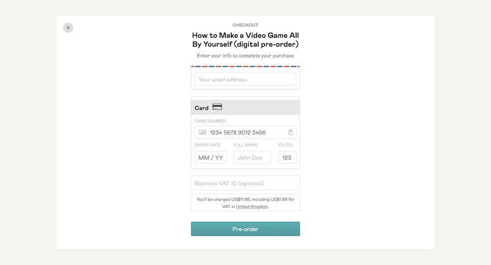 A Freemius payment gateway screen, showing card payment fields, a field for an email address, and a blue 