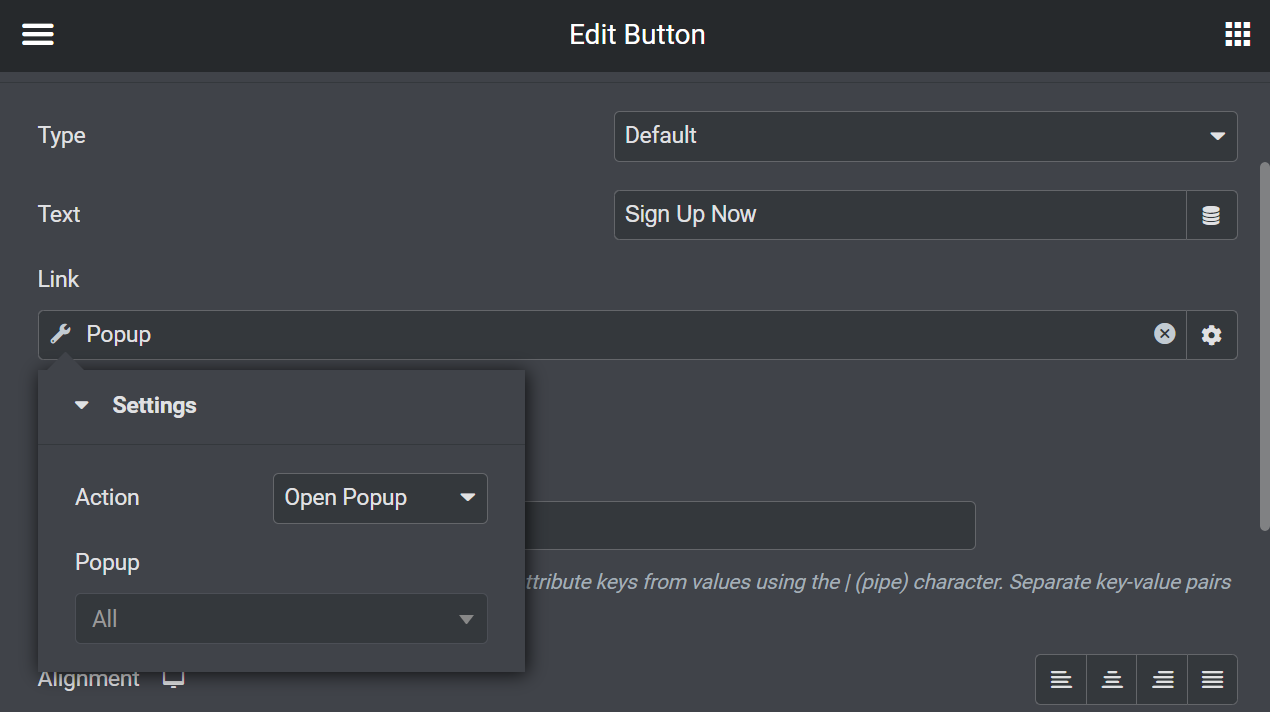  Selecteer de popup dropdown optie