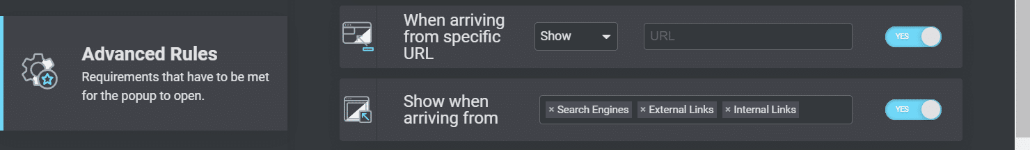 Show to users arriving from a specific place