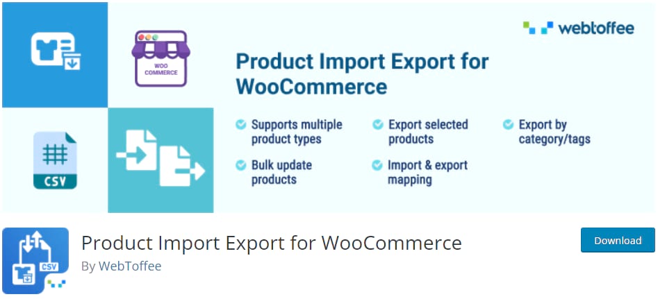 Exportación de importación de productos para WooCommerce.