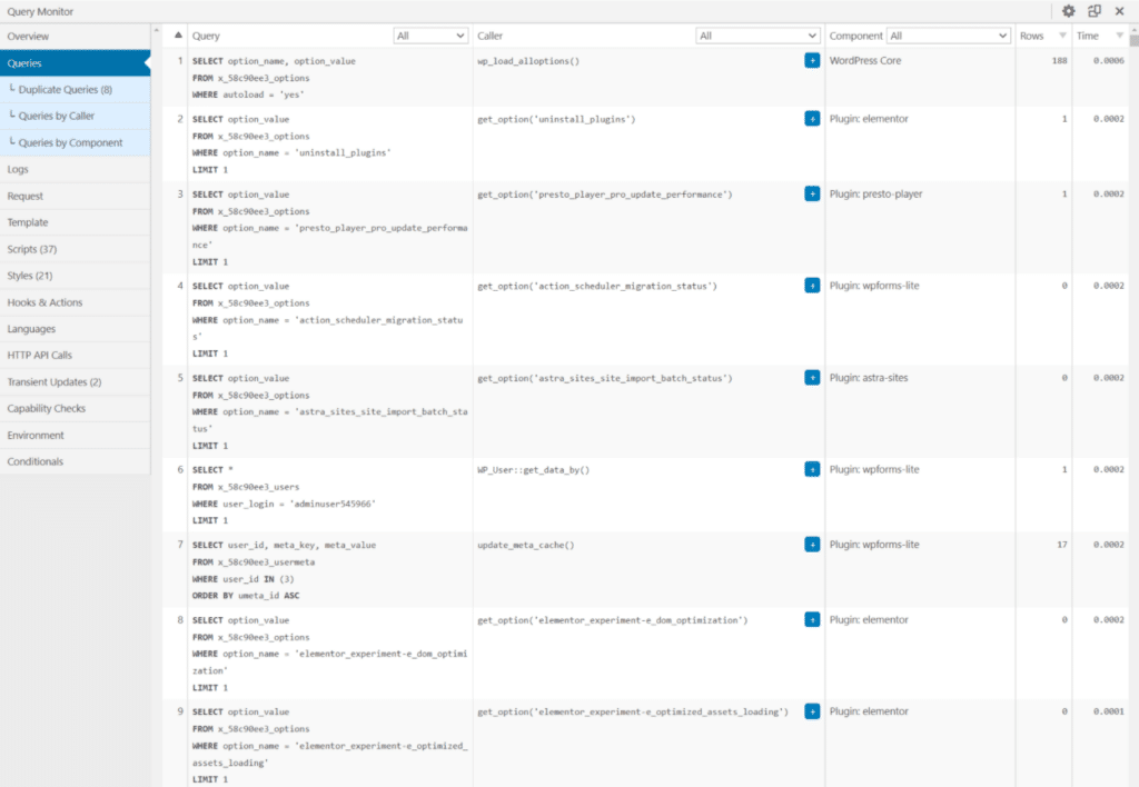 Der Hauptreiter Abfragen zeigt eine Liste aller Abfragen