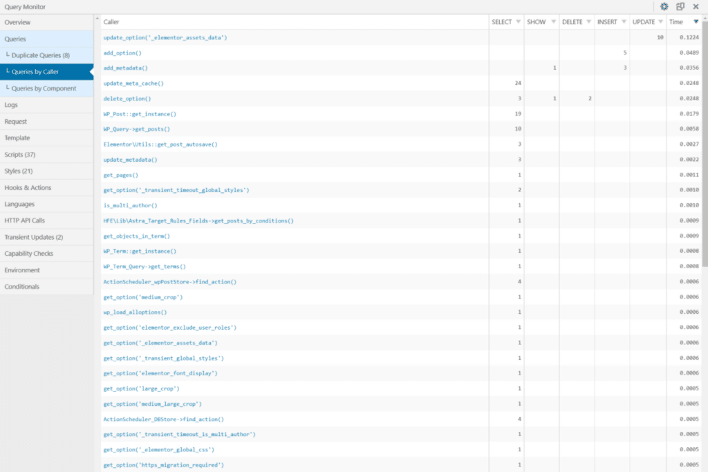 How to view queries by caller.