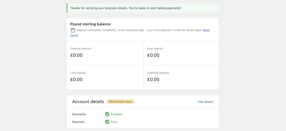 Het WooCommerce Payments dashboard