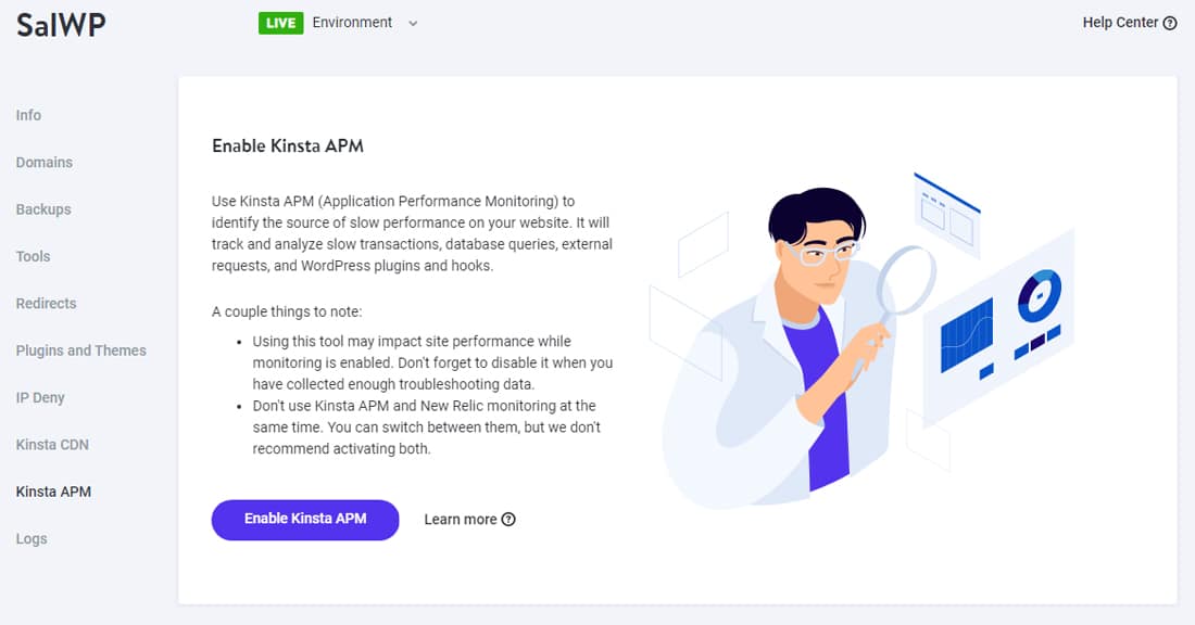 MyKinstaでKinsta APMを有効化する