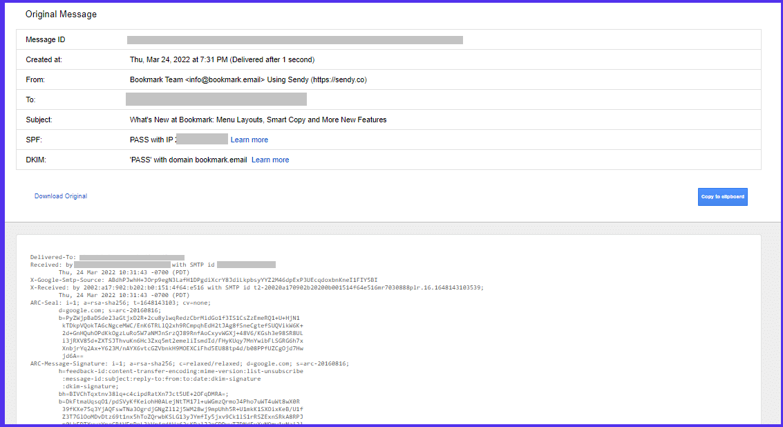 Screenshot of an email header in Gmail.