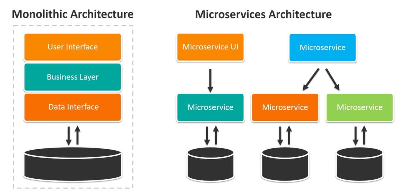 Monolithische architectuur versus microservice architectuur 
