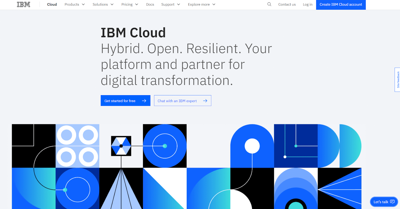 Homepage di IBM Cloud