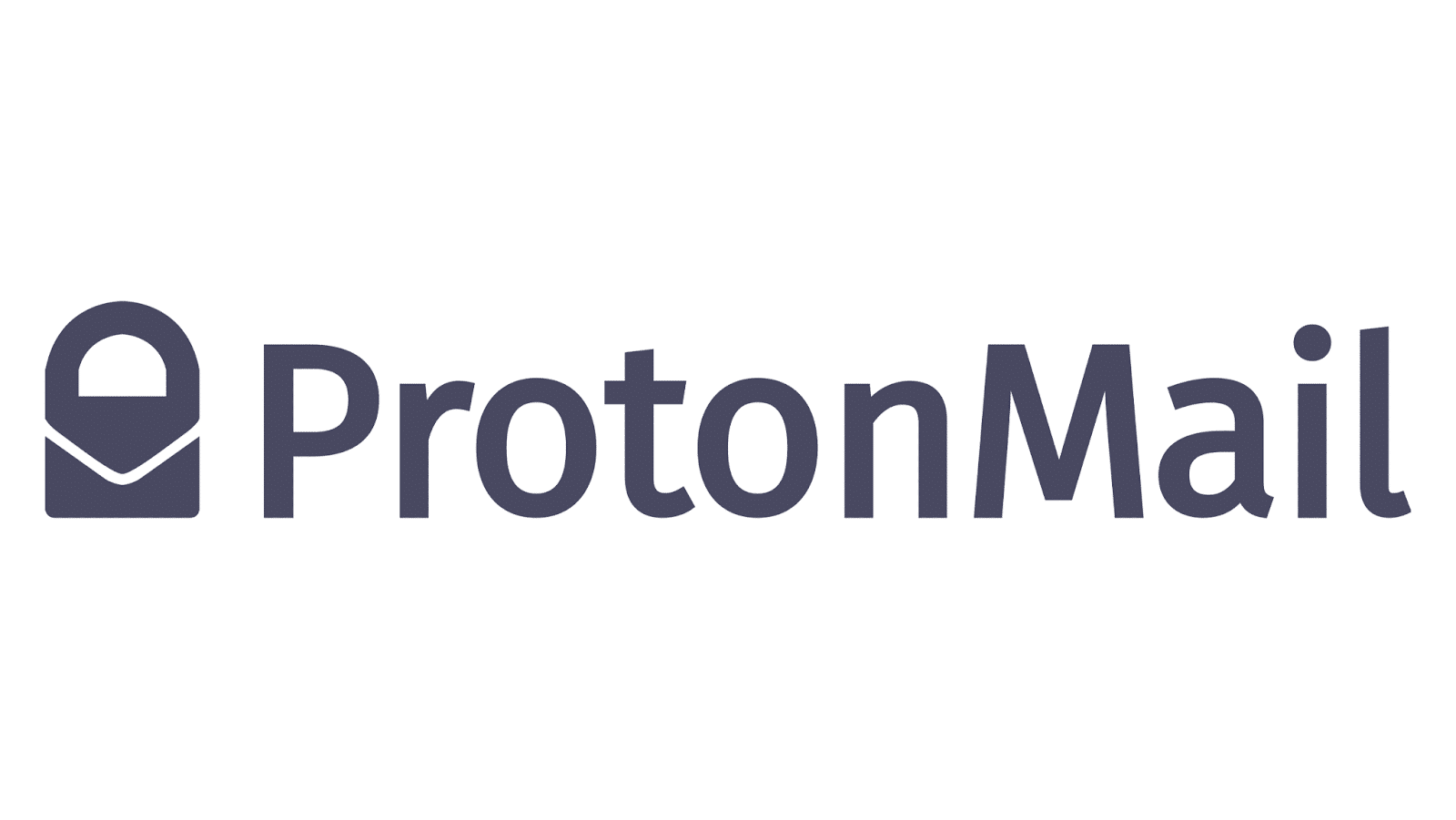 Logo di ProtonMail con l’icona di una busta da lettere a forma di lucchetto prima del nome