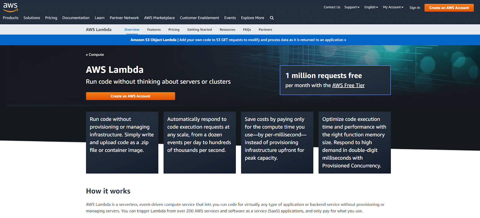AWS Lambda homepage