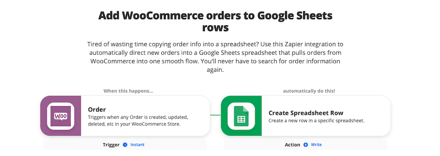 Schermata dell’integrazione di WooCommerce che permette di aggiungere gli ordini WooCommerce a Google Sheets.