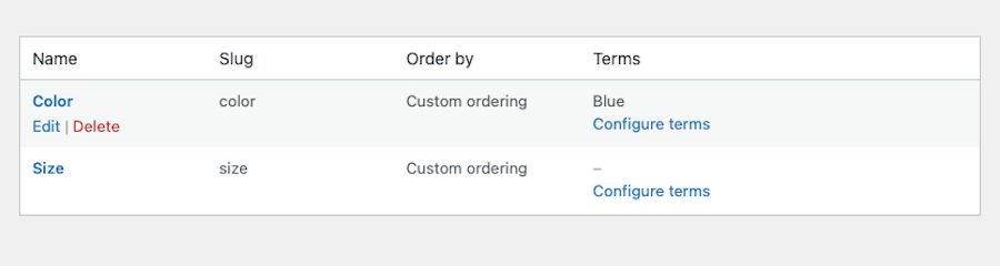 Attribute in WooCommerce