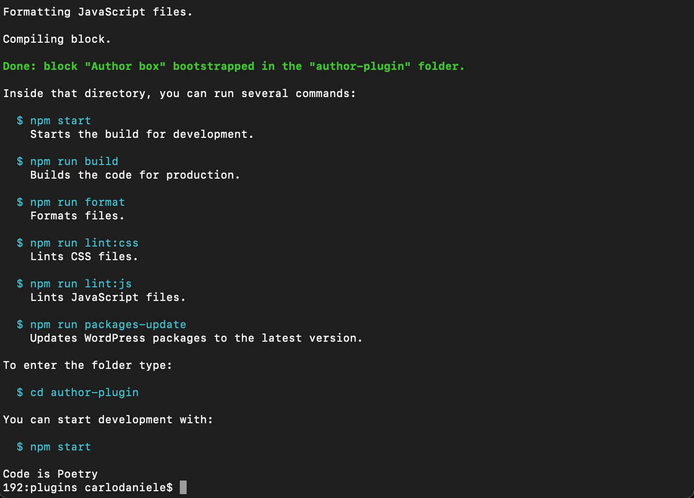 Block bootstrapped in de plugin map.