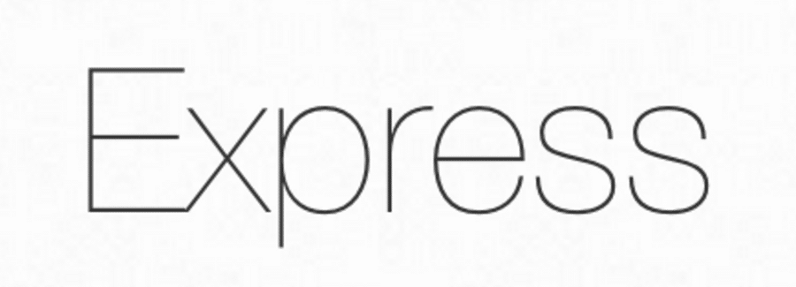 El logotipo de Express.js, que muestra la palabra "Express" en mayúsculas con una fuente negra fina de tipo serif.