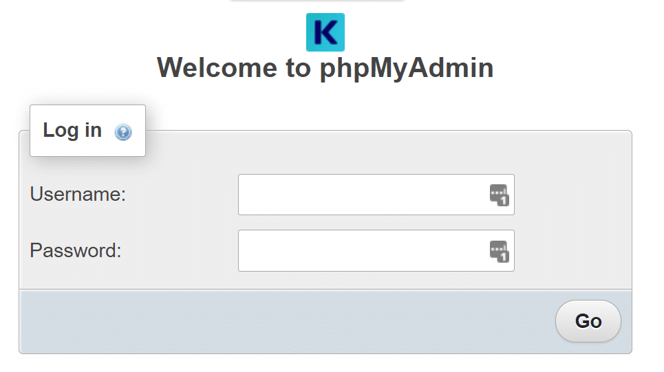 Anmeldung bei phpMyAdmin